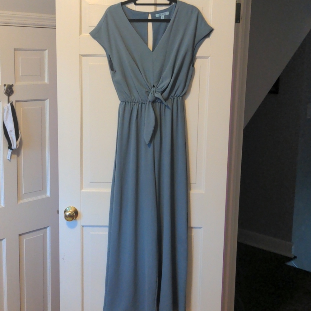 She + Sky blue jumpsuit with tie front